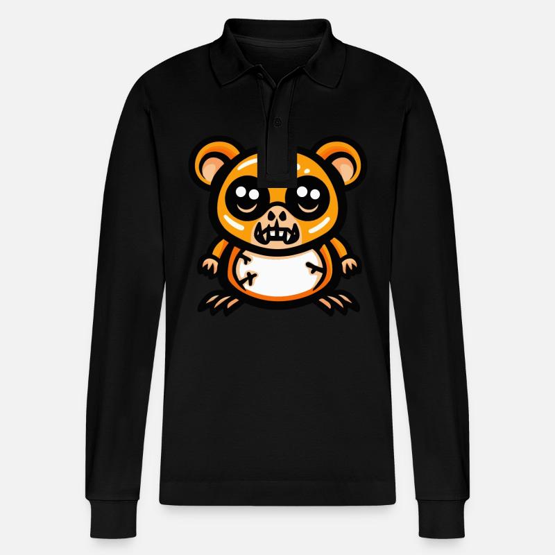 Hamster Halloween Comic Lustig - Stanley/Stella Unisex Bio-Langarm-Poloshirt Prepster - Schwarz