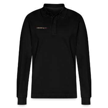 Bassoon Geometric - Stanley/Stella Organic Unisex Long-Sleeved Polo Shirt Prepster - black - Front - Anna (173cm) & Nico (186cm)