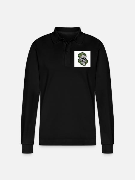 Skull & Snake – Symbol of Death - Stanley/Stella Organic Unisex Long-Sleeved Polo Shirt Prepster - black