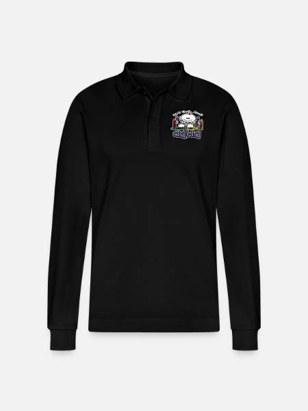 ADHD Crayons - Stanley/Stella Organic Unisex Long-Sleeved Polo Shirt Prepster - black