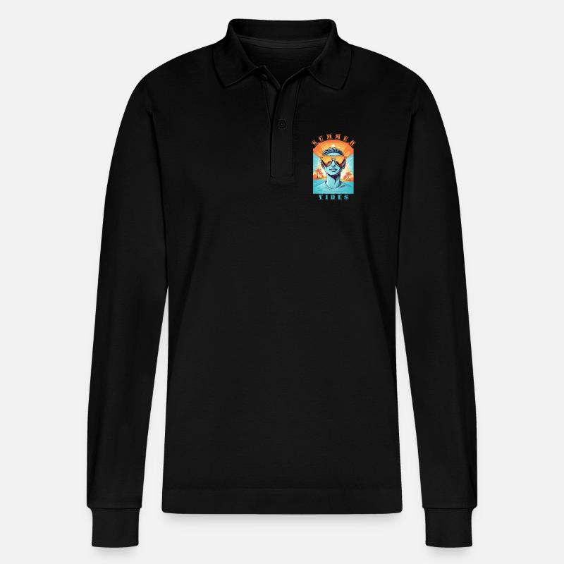 Coole Hipster - Stanley/Stella Unisex Bio-Langarm-Poloshirt Prepster - Schwarz