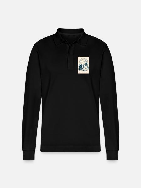 Schafherde im Weideland - Stanley/Stella Unisex Bio-Langarm-Poloshirt Prepster - Schwarz
