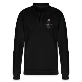Funeral, Florist, Commemorative Arrangement, Sympathy - Stanley/Stella Organic Unisex Long-Sleeved Polo Shirt Prepster - black - Front - Anna (173cm) & Nico (186cm)