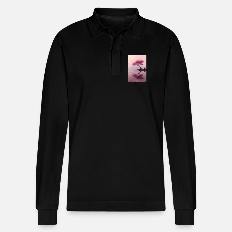 Blush Blossom Shore Reflections - Stanley/Stella Unisex Bio-Langarm-Poloshirt Prepster - Schwarz