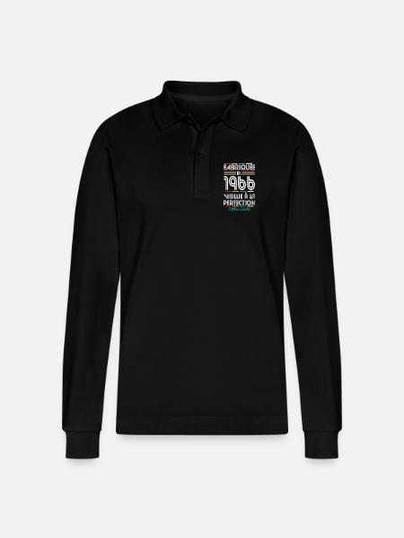 1966 – Made – Aged to perfection - Stanley/Stella Organic Unisex Long-Sleeved Polo Shirt Prepster - black