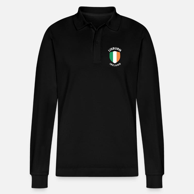 Lisburn Shield Irish Flag Tee - Stanley/Stella Unisex Bio-Langarm-Poloshirt Prepster - Schwarz