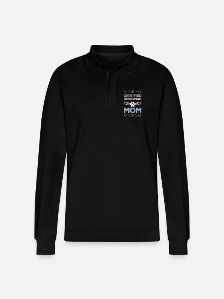 Doberman Mom Certified - Stanley/Stella Organic Unisex Long-Sleeved Polo Shirt Prepster - black