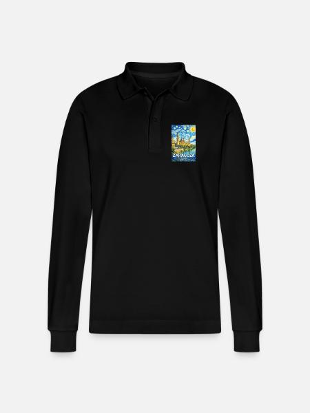 Zaragoza Spain - Stanley/Stella Organic Unisex Long-Sleeved Polo Shirt Prepster - black