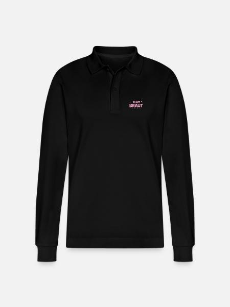 Team Braut Pink Herzen - Stanley/Stella Unisex Bio-Langarm-Poloshirt Prepster - Schwarz