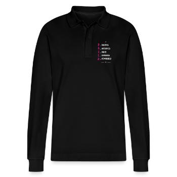 Sara Personalisiertes Geschenk - Stanley/Stella Unisex Bio-Langarm-Poloshirt Prepster - Schwarz - Vorne - Anna (173cm) & Nico (186cm)