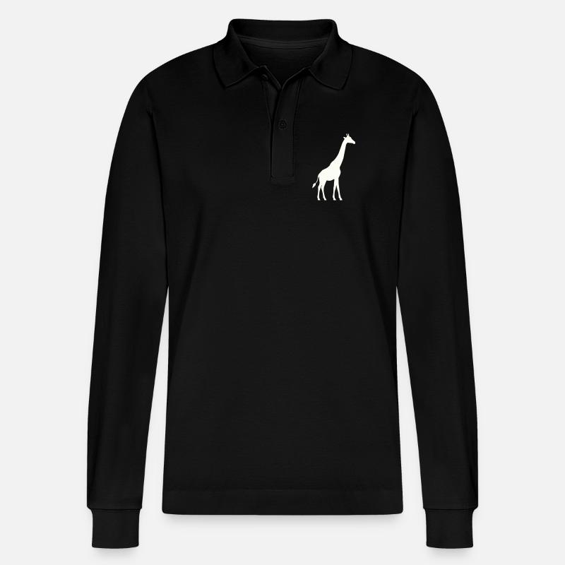Giraffe Silhouette - Stanley/Stella Unisex Bio-Langarm-Poloshirt Prepster - Schwarz