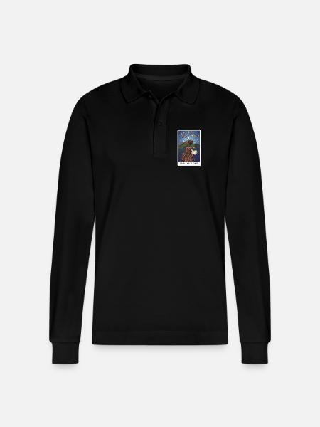 Die Leserin im Bergpanorama - Stanley/Stella Unisex Bio-Langarm-Poloshirt Prepster - Schwarz
