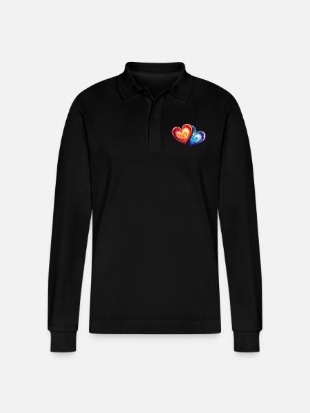 Bunte Herzen - Stanley/Stella Unisex Bio-Langarm-Poloshirt Prepster - Schwarz
