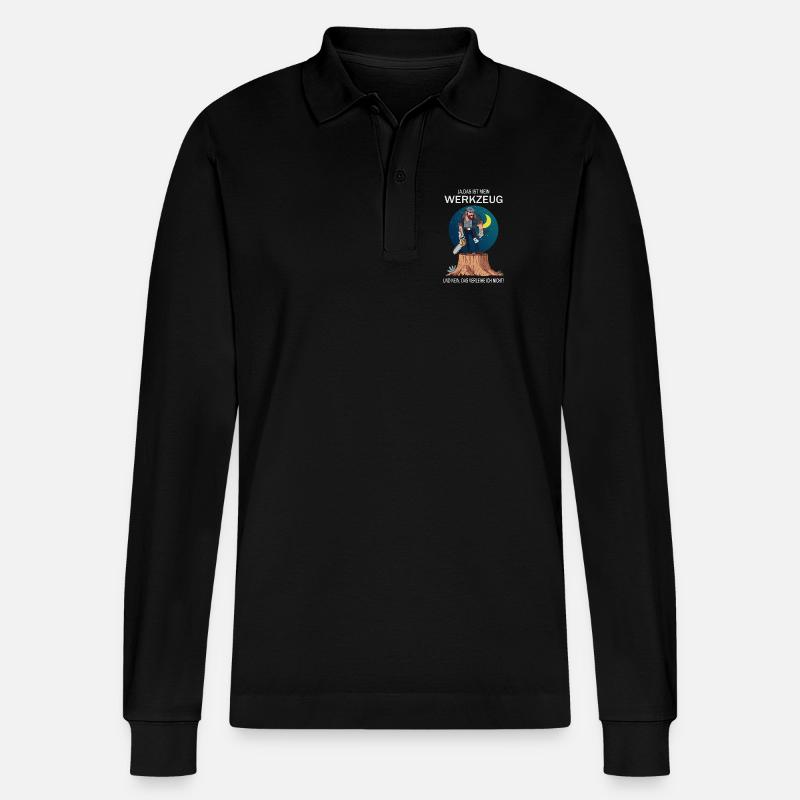 Lumberjack and his tools - Stanley/Stella Organic Unisex Long-Sleeved Polo Shirt Prepster - black