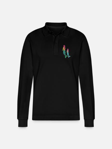 meerjungrau mutter tochter - Stanley/Stella Unisex Bio-Langarm-Poloshirt Prepster - Schwarz