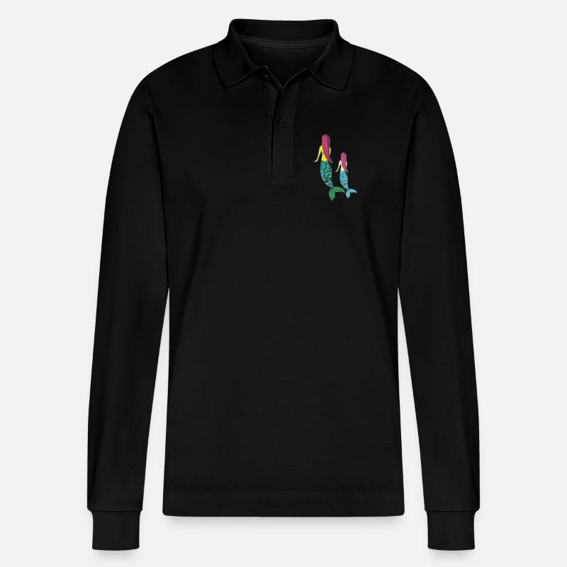meerjungrau mutter tochter - Stanley/Stella Unisex Bio-Langarm-Poloshirt Prepster - Schwarz