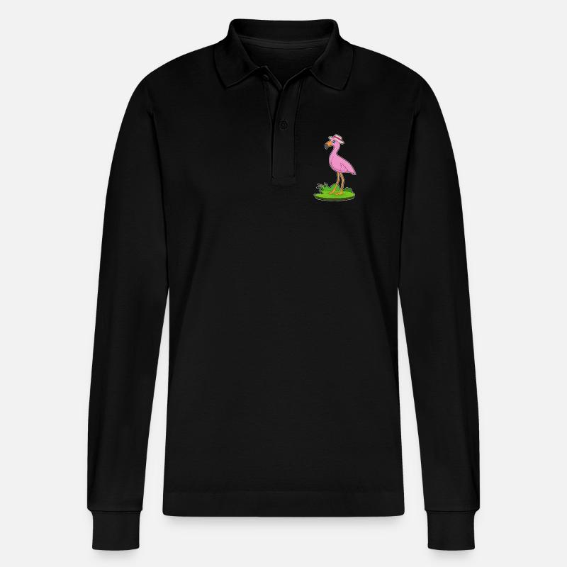 Flamingo Hut - Stanley/Stella Unisex Bio-Langarm-Poloshirt Prepster - Schwarz
