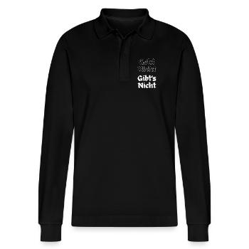 Geht Nicht Gibt's Nicht – Gothic Druck - Stanley/Stella Unisex Bio-Langarm-Poloshirt Prepster - Schwarz - Vorne - Anna (173cm) & Nico (186cm)