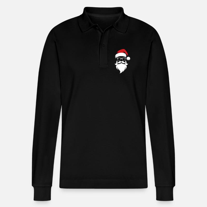 Weihnachtsmann Kopf Portrait Maske - Stanley/Stella Unisex Bio-Langarm-Poloshirt Prepster - Schwarz