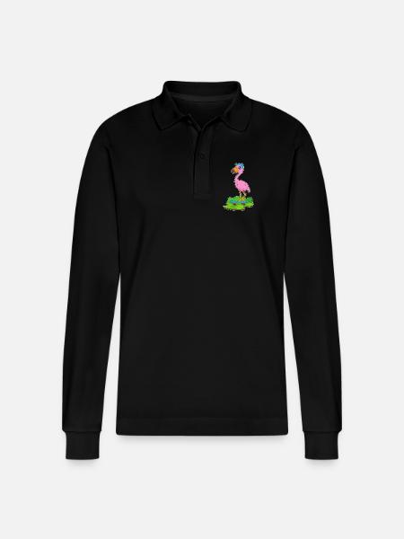 Flamingo Skater Skateboard - Polo à manches longues bio PREPSTER Stanley/Stella Unisexe - noir