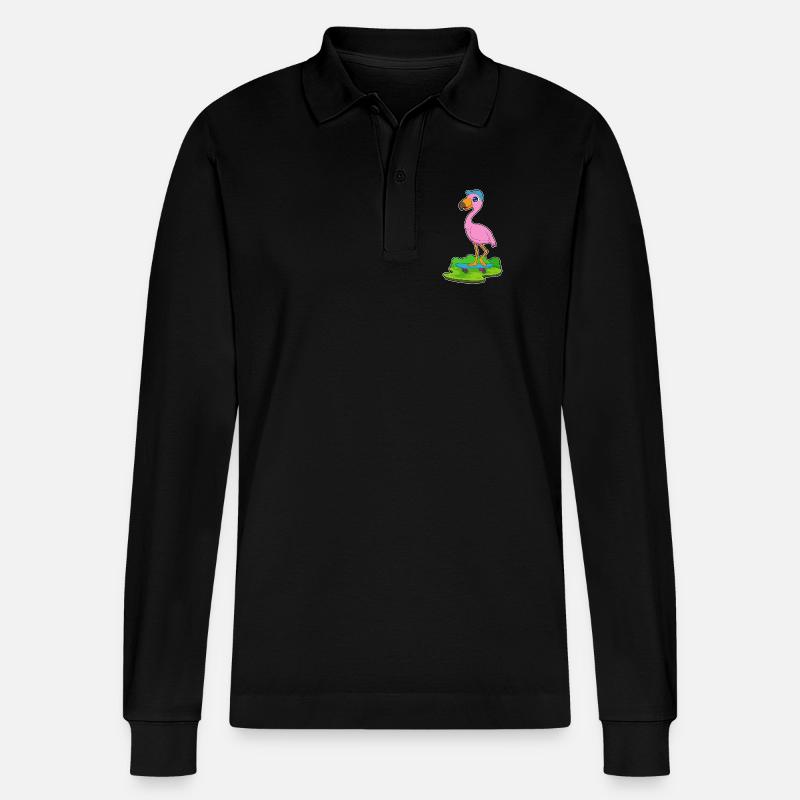 Flamingo Skater Skateboard - Polo à manches longues bio PREPSTER Stanley/Stella Unisexe - noir