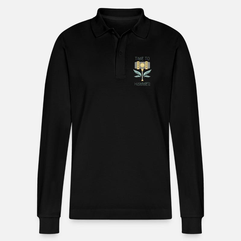 Time to Hammer - Stanley/Stella Unisex Bio-Langarm-Poloshirt Prepster - Schwarz
