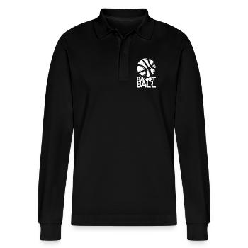 Basketball Graphics – Sports Design - Stanley/Stella Organic Unisex Long-Sleeved Polo Shirt Prepster - black - Front - Anna (173cm) & Nico (186cm)