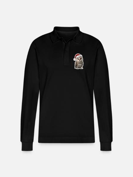 Geheimnisvolle Eule im Weihnachtszauber - Stanley/Stella Unisex Bio-Langarm-Poloshirt Prepster - Schwarz