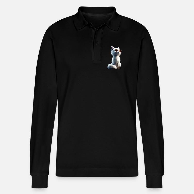 Polarfuchs Schneefuchs Eisfuchs Süßer Weißer Fuchs - Stanley/Stella Unisex Bio-Langarm-Poloshirt Prepster - Schwarz
