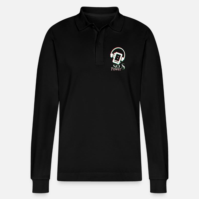 80er-Jahre-Power - Stanley/Stella Unisex Bio-Langarm-Poloshirt Prepster - Schwarz
