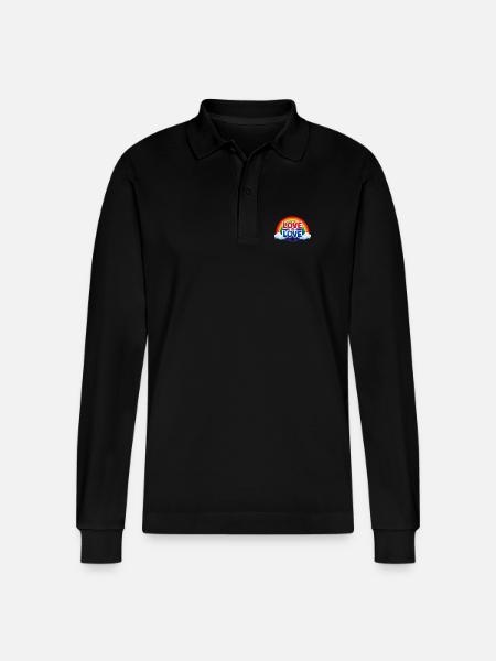 Love Is Love Rainbow Emblem - Stanley/Stella Organic Unisex Long-Sleeved Polo Shirt Prepster - black