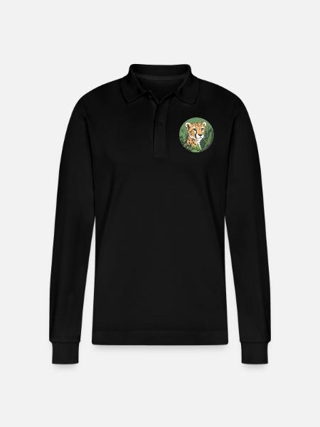 Gepard im Dschungel - Stanley/Stella Unisex Bio-Langarm-Poloshirt Prepster - Schwarz