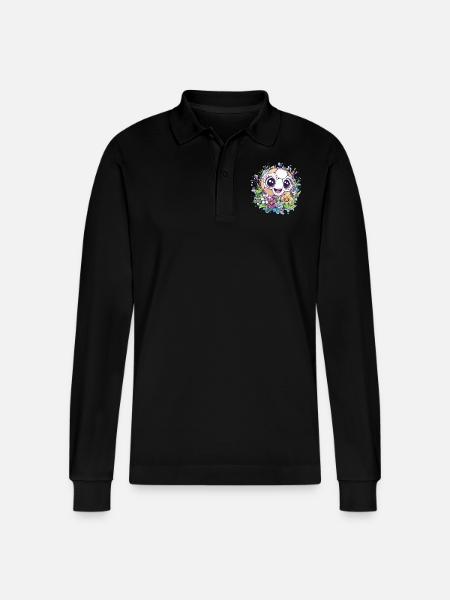 Fußball mit Blumen - Stanley/Stella Unisex Bio-Langarm-Poloshirt Prepster - Schwarz