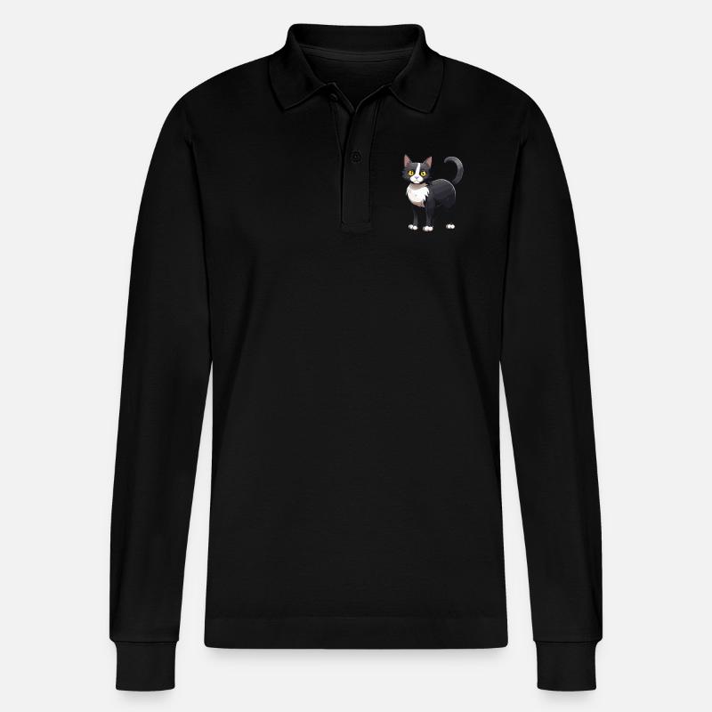 Katze Niedlich - Stanley/Stella Unisex Bio-Langarm-Poloshirt Prepster - Schwarz