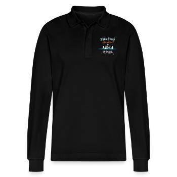 Aiden - Keine Panik. Alles wird gut - Stanley/Stella Unisex Bio-Langarm-Poloshirt Prepster - Schwarz - Vorne - Anna (173cm) & Nico (186cm)