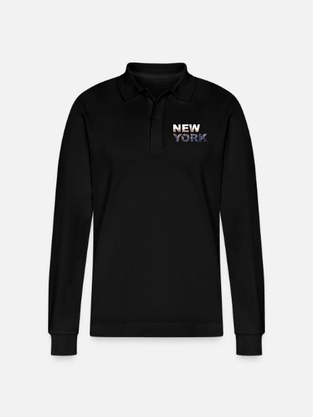 New York City - Stanley/Stella Organic Unisex Long-Sleeved Polo Shirt Prepster - black