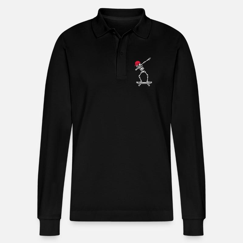 Dab dabbing skeleton skateboard skater - Polo à manches longues bio PREPSTER Stanley/Stella Unisexe - noir