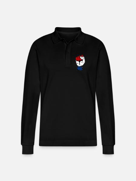 Holland flag fist used - Stanley/Stella Organic Unisex Long-Sleeved Polo Shirt Prepster - black