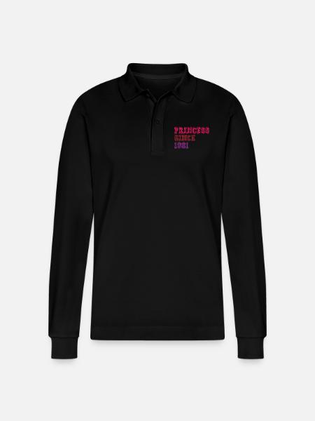 1981 Birthday Princess - Stanley/Stella Organic Unisex Long-Sleeved Polo Shirt Prepster - black