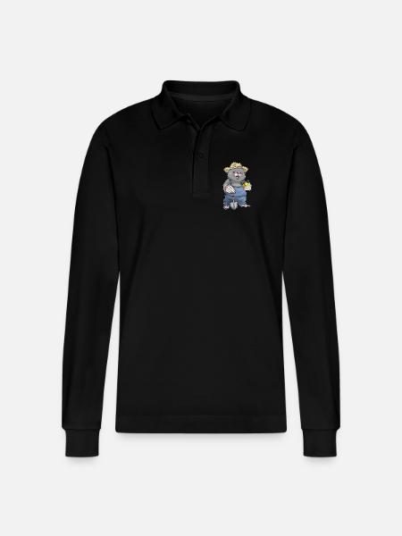 Mole Farmer Fruit Farm - Stanley/Stella Organic Unisex Long-Sleeved Polo Shirt Prepster - black