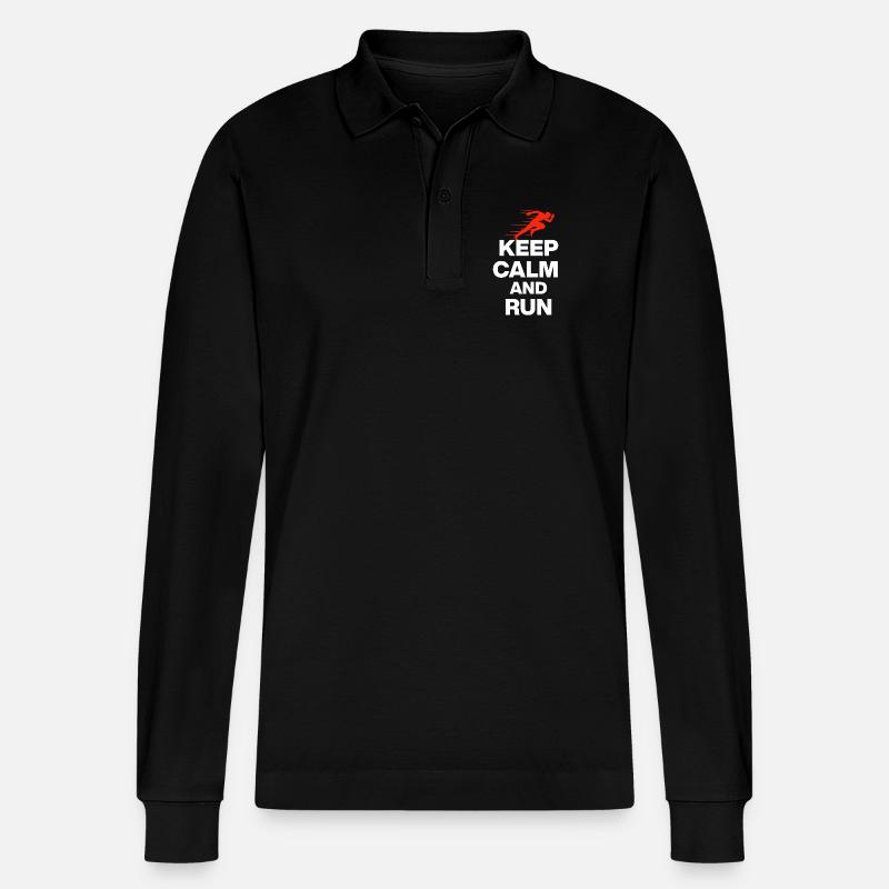 KEEP CALM AND RUN! - Stanley/Stella Organic Unisex Long-Sleeved Polo Shirt Prepster - black