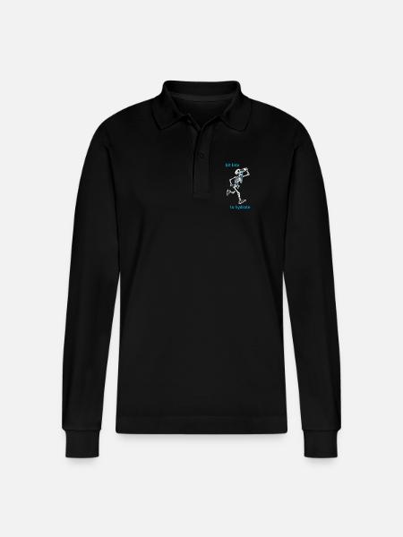 bit late to hydrate - Stanley/Stella Organic Unisex Long-Sleeved Polo Shirt Prepster - black
