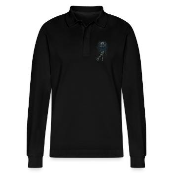 Freediving Freediving - Stanley/Stella Organic Unisex Long-Sleeved Polo Shirt Prepster - black - Front - Anna (173cm) & Nico (186cm)