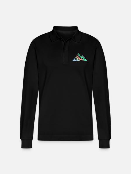 Berge Bunt Gebirge - Stanley/Stella Unisex Bio-Langarm-Poloshirt Prepster - Schwarz