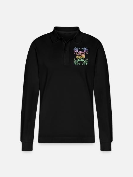 Motivational saying, inspiring, rainbow - Stanley/Stella Organic Unisex Long-Sleeved Polo Shirt Prepster - black