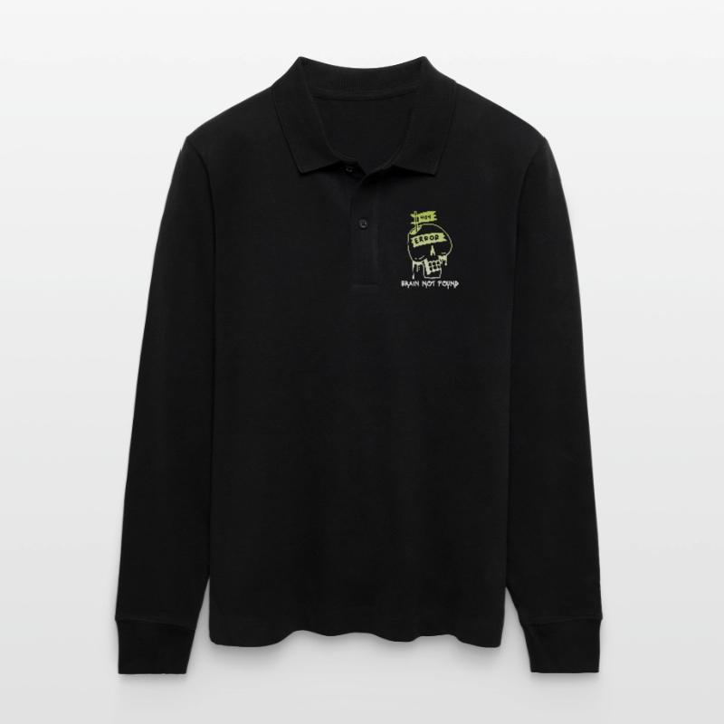 404-html error, Computer Nerd, No-Brain Spruch Stanley/Stella Unisex Bio-Langarm-Poloshirt Prepster
