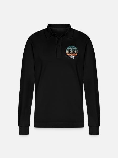 Vintage Made in 1950 Year of birth 1950 Birthday - Stanley/Stella Organic Unisex Long-Sleeved Polo Shirt Prepster - black