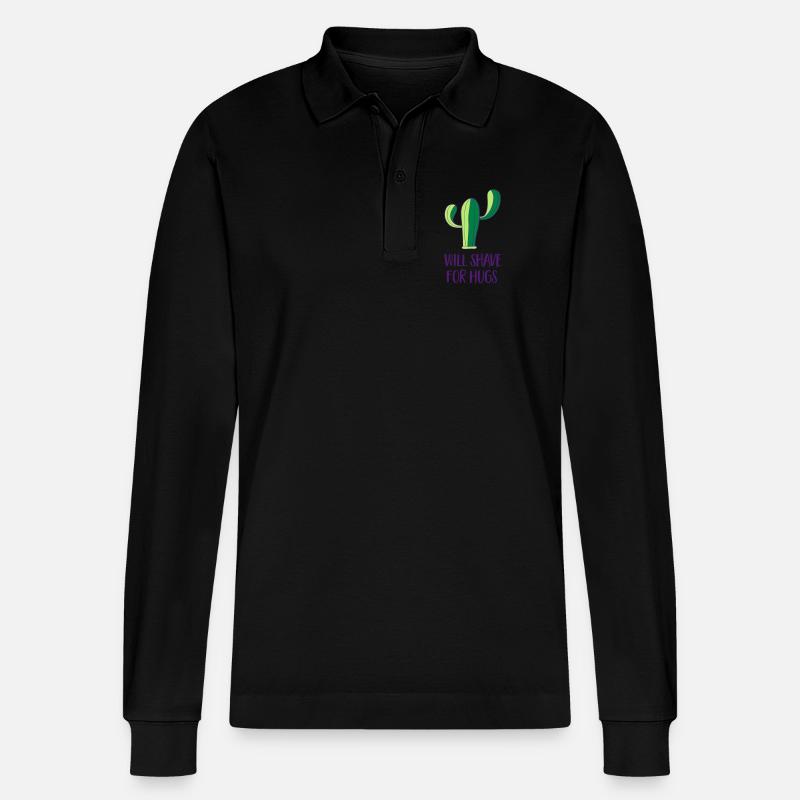 Kaktus - Rasur - Stanley/Stella Unisex Bio-Langarm-Poloshirt Prepster - Schwarz