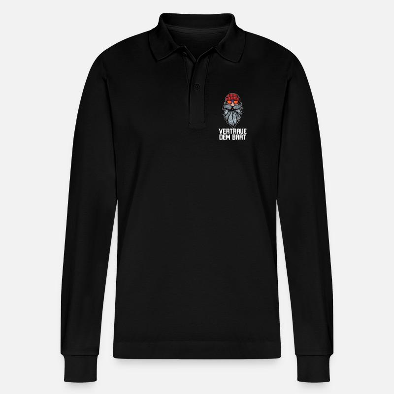 Humorvoll Bart Ziegenbart Statement Bartfrisur - Stanley/Stella Unisex Bio-Langarm-Poloshirt Prepster - Schwarz
