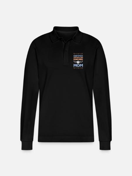Certified Australian Shepherd Mama - Stanley/Stella Organic Unisex Long-Sleeved Polo Shirt Prepster - black